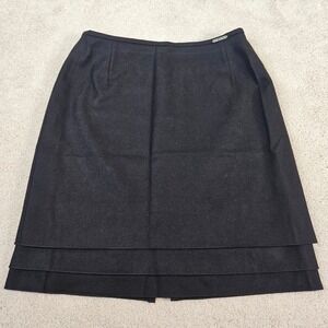 Geiger Collections Women's Black Wool Tiered Midi Skirt 40 US 8 Old Money Preppy